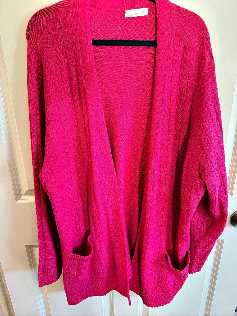 89th + Madison Cable Knit Cardigan in Pink Like New